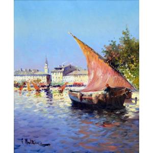 Nattero Louis (1870-1915) "mediterranean Sunset " Toulon Martigues Marseille Provence Paris 