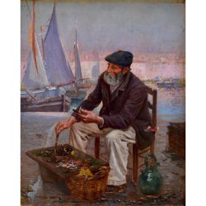 Cremieux, Edouard (1856–1944)“fisherman On The Quay Of The Old Port In Marseille” France Jewish