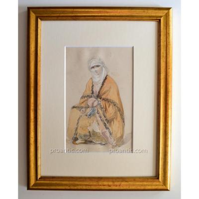 Roux Emile (1822-1915) "turkish Woman" Turkey Istanbul Bosphorus