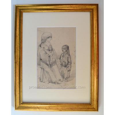 Roux Emile (1822-1915) "turkish Woman And Her Child" Turkey Istanbul Bosphorus