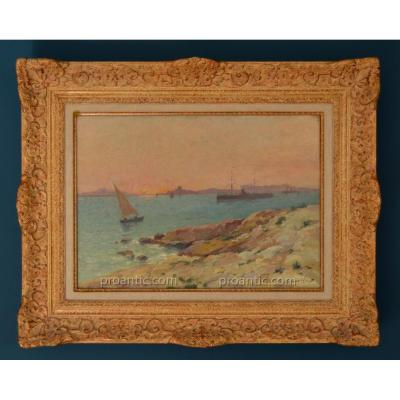 Casile Alfred (1848-1909) Sunset of Island Marseille Provence
