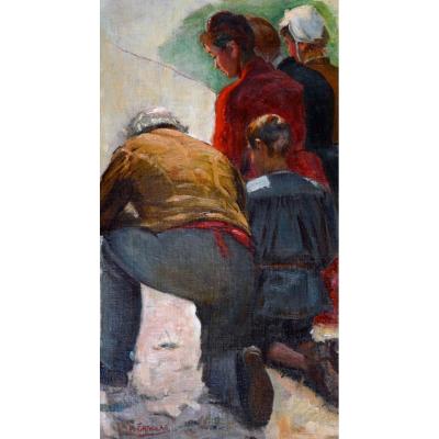 Grivolas Pierre (1823-1906) "family In Prayer" Avignon Provence Félibre Paris Vaucluse Paris