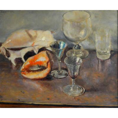 Gard Léon (1901-1979) "still Life With Shells And Glassware" Paris Tulle Toulon Mer Provence