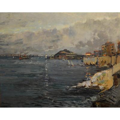 Delpy Lucien-victor (1898-1967) "corniche In Marseille, Evnening" Provence Marine Concarneau South Of France Martigues Paris
