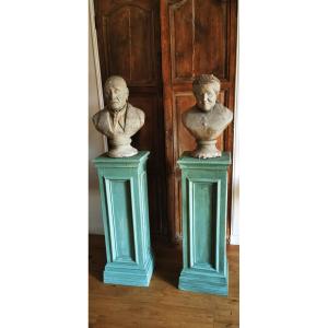 Pair Of Painted Wooden Sheaths