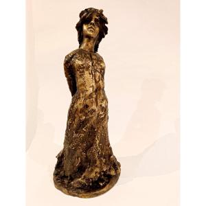 Sculture En Bronze Jeune Femme Signé Uzac