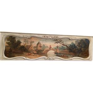 Top Of 19th Century Door Painted On Canvas