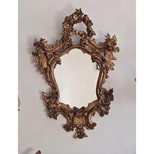 18th Century Violin-shaped Mirror In Gilded Wood
