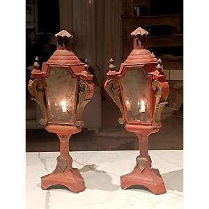 Rare Pair Of Lanterns On Stands