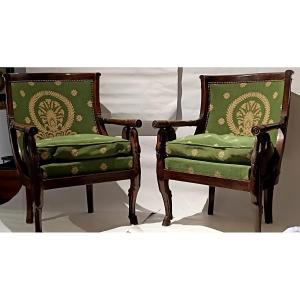 Pair Of Empire Style Gondola Armchairs,