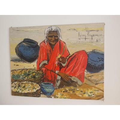 Remy Peyranne Painting Portrait Of An Indian Woman