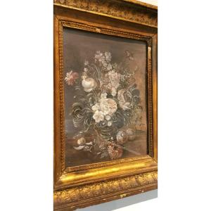 Bouquet Of Flowers On Cardboard