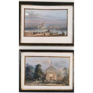 Pair Of Gouache Watercolors