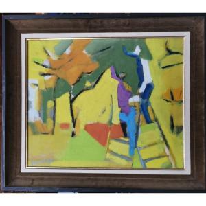 Table Oil On Canvas By Jacques Lagrange.