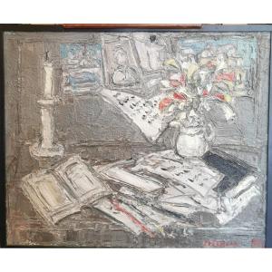 Painting By André Cottavoz 1922/2011 Oil On Canvas "still Life".