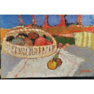Still Life By René Sinicki, Work From The 1950s, Signed Lower Right.