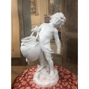 Nice Sèvres Bisque Sample Of “l’enfant à La Cruche” By Auguste Moreau 