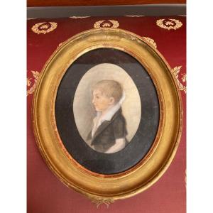 Lovely Pastel Portrait Of A Little Boy From The Beginning Of The 19th Century