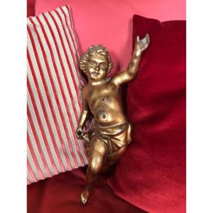 Putto In Golden Wood, Probably French, From The 18th Century