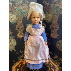 Nice French Venus Cloth Doll In Normandy Costume 1930's