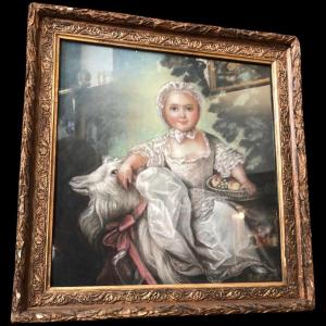 Rare Pastel Representing Princess Marie Adelaide Clotilde Xaviere De France After Drouais