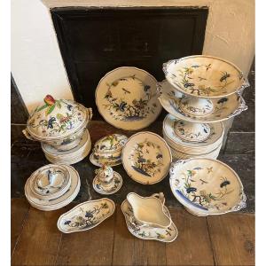 Important Sarreguemines Earthenware Lunch Service, Rouen Model, 60 Pieces 