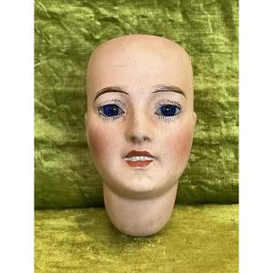 Antique "lorraine" Biscuit Doll Head By Lanternier