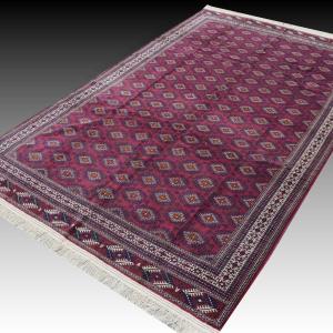 Large Turkmen Bukhara Yomuth Rug: 370 × 224 Cm - Handmade In Wool