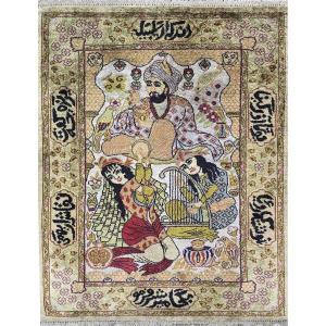 Genuine Antique Turkish Silk Istanbul Rug: 49x72 Cm
