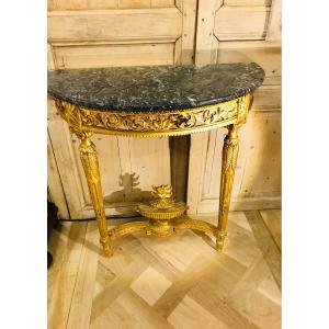 Half Moon Console In Gilded Wood Epoque XVIII