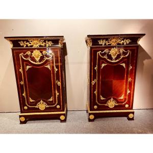 Paire De Meubles D’appui En Amarante de Style Louis XIV Époque XIXe