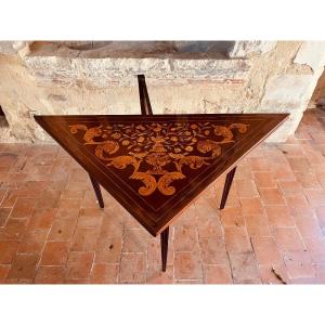 18th Century Dutch Folding Marquetry Games Table