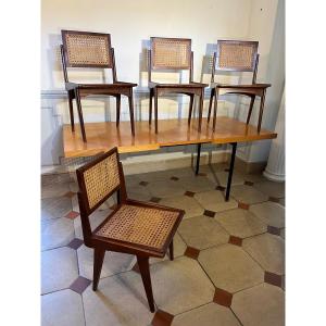 Four Scandinavian Teak Chairs Based On A Model By Le Corbusier