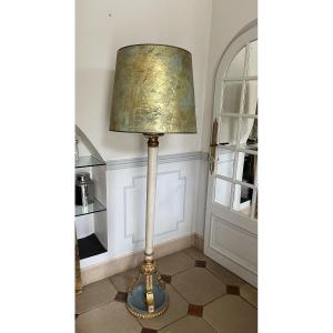 Floor Lamp In Patinated And Gilded Wood, Late 18th Century