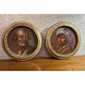Pair Of Tondo Paintings - 18th Century Italy 
