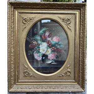Still Life With Flowers - 19th Century Pastel