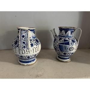 Pair Of Earthenware Goats - Faenza - 16th Century 