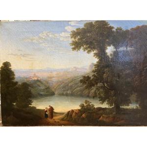 Lake Landscape - Oil On Canvas By Antoine Albers 
