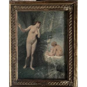 Watercolor Nynphe By Victor Florence Pollet