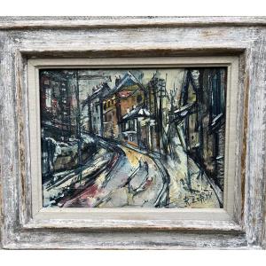 Street Scene - Oil On Canvas By Roger Lersy 