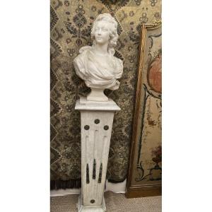 Bust Of A Woman In White Carrara Marble 
