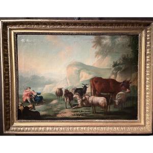 18th Century Pastoral - Oil On Canvas 