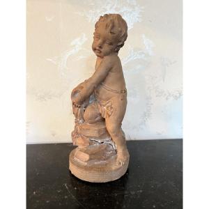 The Child At The Fountain - 18th Century Terracotta