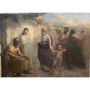 The Beggar In Ancient Greece - 19th Century Oil On Canvas