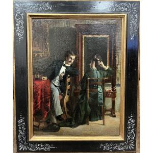 The Conversation - Oil On Canvas Signed Luciano Nezzo