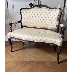 Small Sofa Made Of Natural Wood From The 18th Century