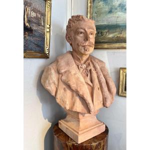 Terracotta Bust Of A Man Signed By Buffon