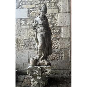 Stone Sculpture Of A Bishop - 16th Century 