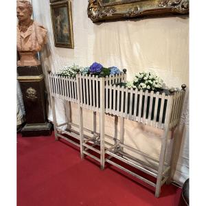 Grey Lacquered Wood Planter From The 1900's