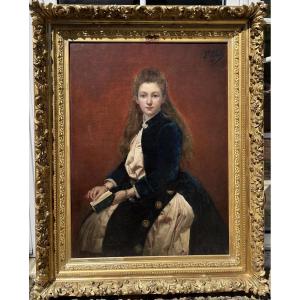 Oil On Canvas - Young Girl With A Book